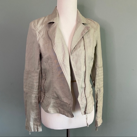 Olsen 100% linen asymmetrical zip up jacket xs - Picture 2 of 12